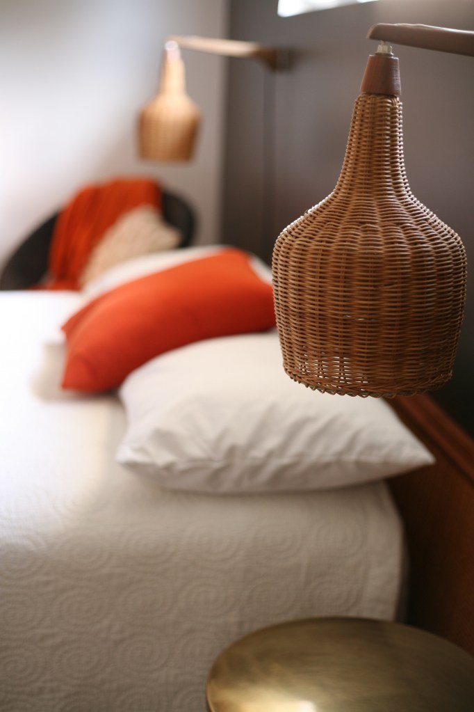 Danish wicker sconce