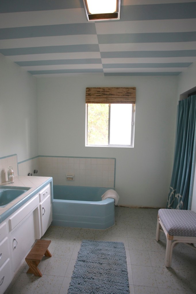 stripes ceiling blue white