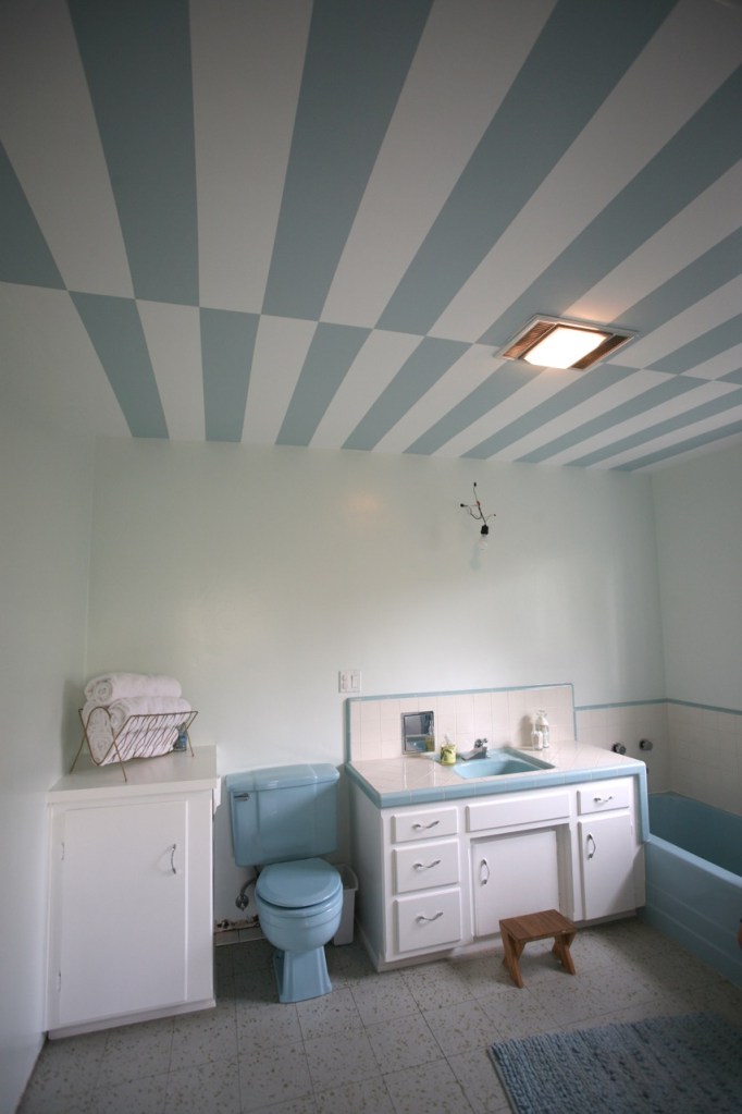 stripes ceiling blue white