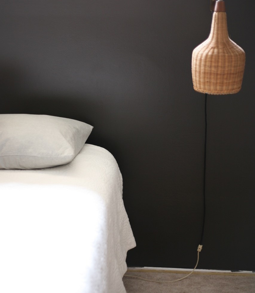 Danish Modern Mid Century Wall Sconce Pendant Wicker