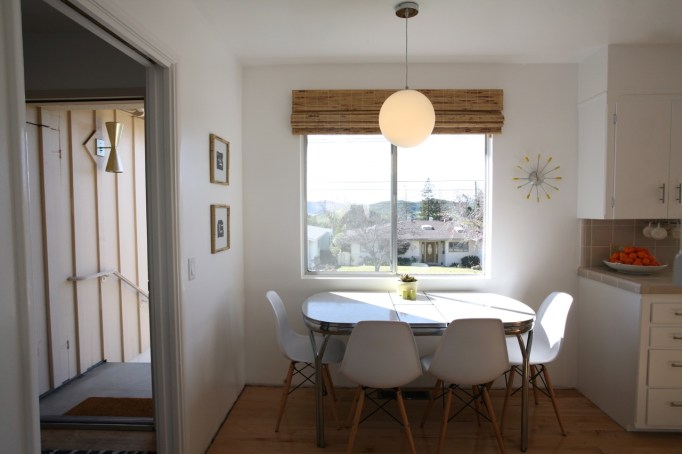 Eames chairs white kitchen formica table mid century