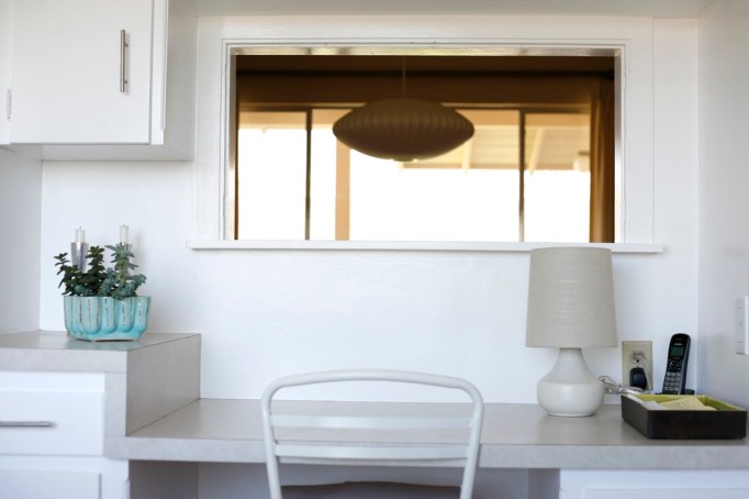 mid century built in kitchen desk nelson saucer lamp