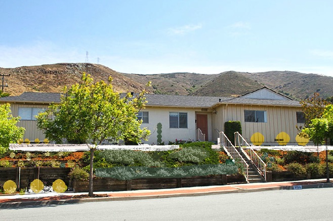 exterior paint color peach mid century modern