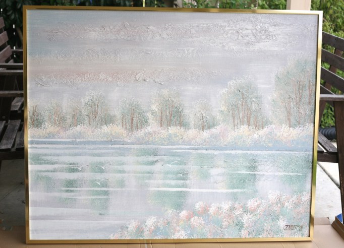 painting over thrift store old hobby paintings