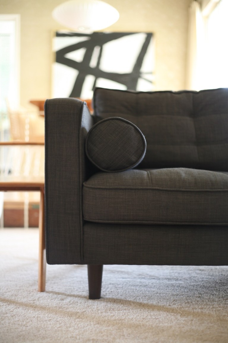 mid century modern couch living room family room charcoal jc penney