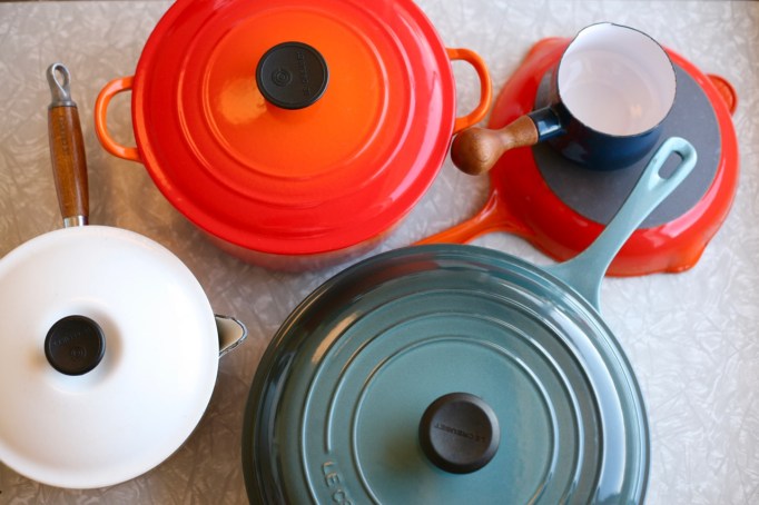 Cast Iron Enamel Pots Pans Vintage Le Creuset Dansk Kobenstyle Mid Century Cookware Flame Ocean Braiser Saute Pan Dutch Oven Saucepan Butterwarmer