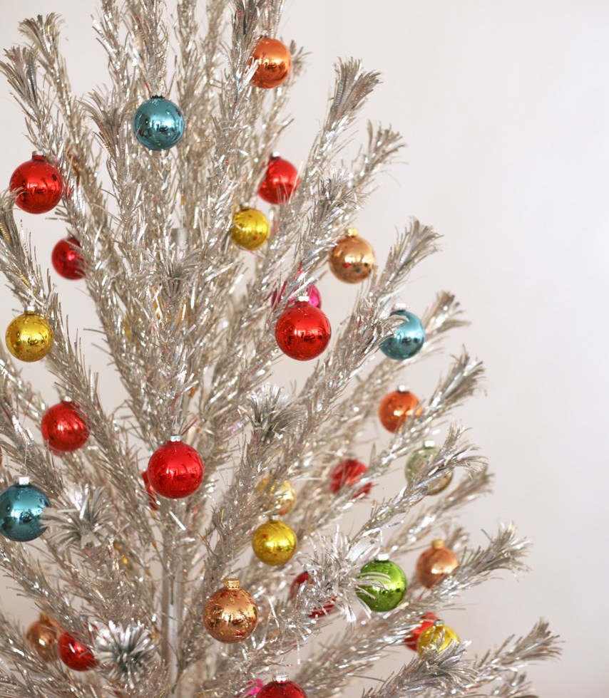 Aluminum Christmas Tree Pom Pom Colorful Shiny Brites