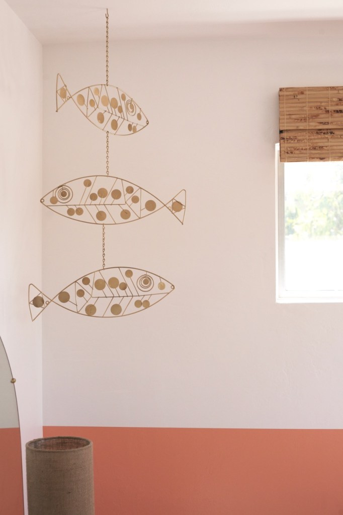 diy mid century fish mobile brass hanging wire