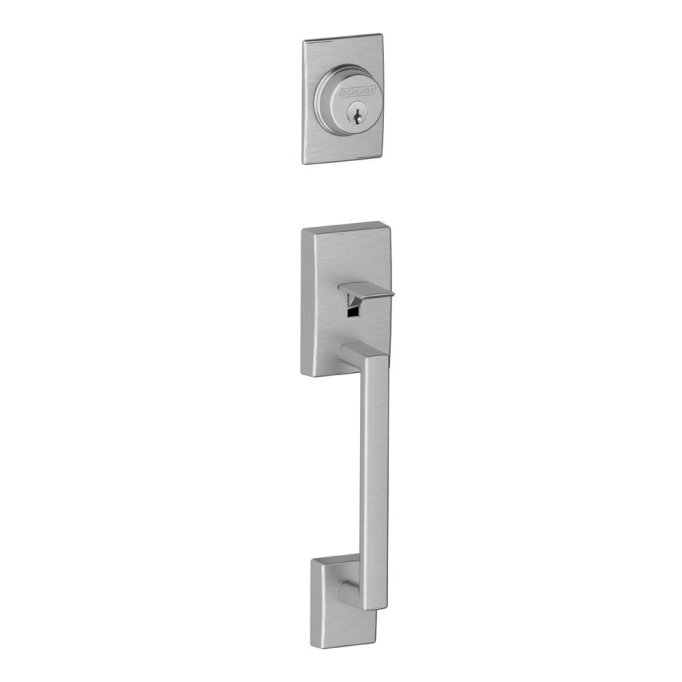 schlage century amazon brushed chrome mid century handleset door