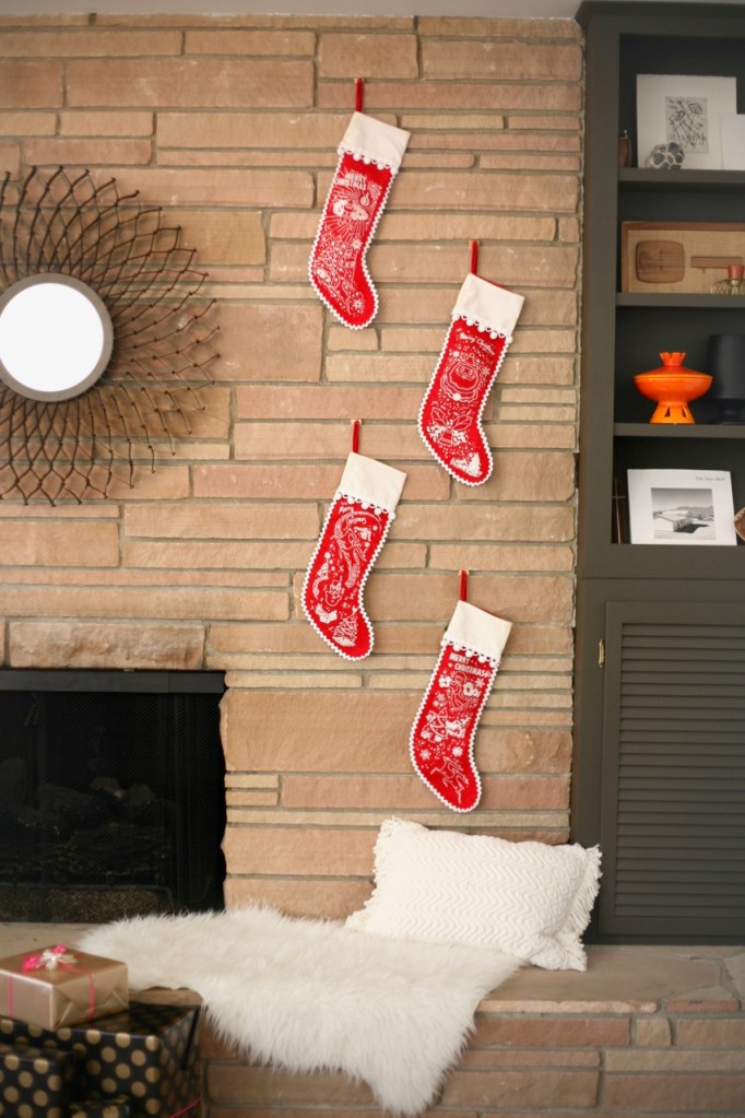 mid century vintage christmas stockings atomic glitter