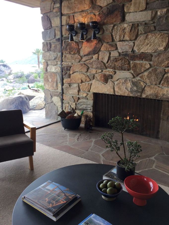 Edris House E Stewart Williams Palm Springs Desert Modern fireplace rock mid century 