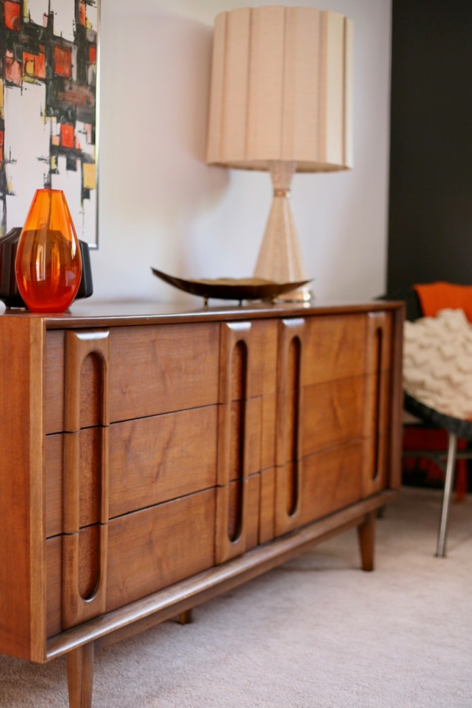 mid century bedroom black orange lane dresser vintage