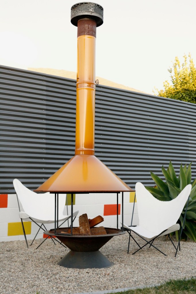 DIY modern corrugated polycarbonate fence backyard mid century