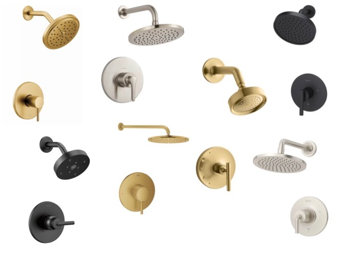 modern shower trim bathroom fixtures Moen Align Koehler Purist Delta Trinsic Pfister Contempra Tenet Grohe Essence American Standard Studio S